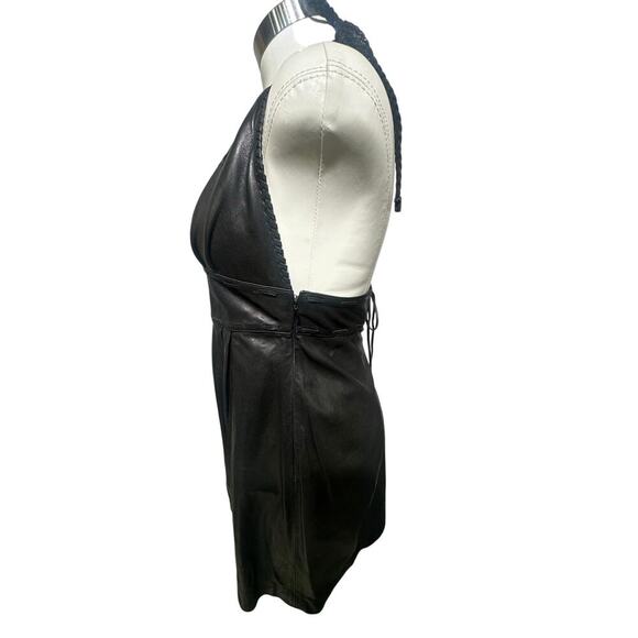 Abercrombie & Fitch Black Leather Halter Mini Dress - Picture 3 of 7